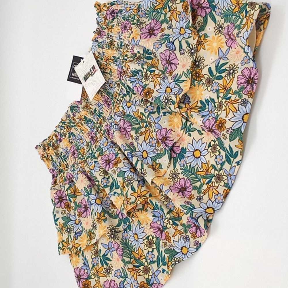 Miken Floral Print Swim Cover-Up Skirt Angora Lavender L
